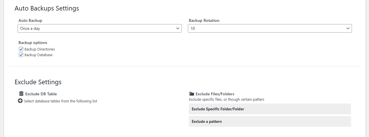 Automated Backup Settings